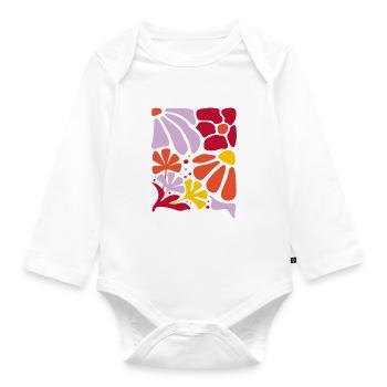 Boho Blumen Frühling Sommer Garten Natur - Baby Bio-Langarm-Body - Weiß - Vorne