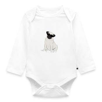 Mops find ich cool, Mops-Design für Hundeliebhaber - Baby Bio-Langarm-Body - Weiß - Vorne