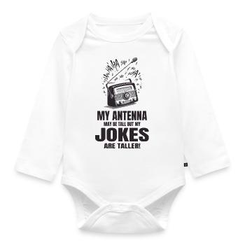 Vintage-Radioästhetik Hohe Antennen Größere Witze - Baby Bio-Langarm-Body - Weiß - Vorne