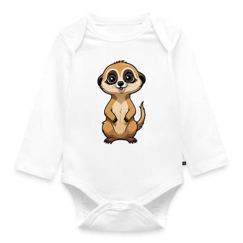 Suricate Illustration Mignonne - Body Bébé bio manches longues - blanc - Devant
