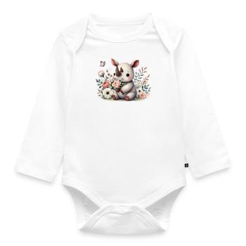 Cute Rhino Baby Rhino - Organic Longsleeve Baby Bodysuit - white - Front