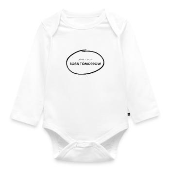 Nerd aujourd’hui Boss demain - Body Bébé bio manches longues - blanc - Devant