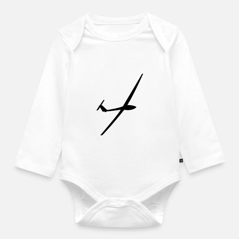 Glider Glider Gliding Glider - Organic Longsleeve Baby Bodysuit - white
