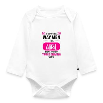 Fernfahrer LKW Fahrer Berufskraftfahrer Damen - Baby Bio-Langarm-Body - Weiß - Vorne