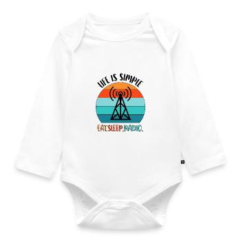 Amateur Radio Radio Radio Radio Radio Amateur Vintage - Organic Longsleeve Baby Bodysuit - white - Front