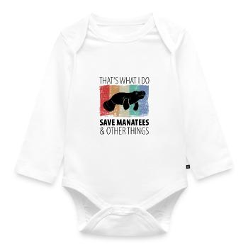 Manatees Funny Manatee - Organic Longsleeve Baby Bodysuit - white - Front