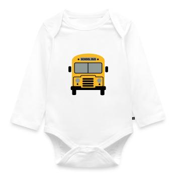 Schulbus - Baby Bio-Langarm-Body - Weiß - Vorne
