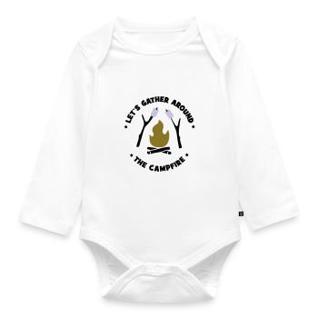 Camping - Baby Bio-Langarm-Body - Weiß - Vorne
