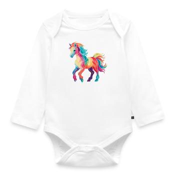 Colorful Pony - Organic Longsleeve Baby Bodysuit - white - Front
