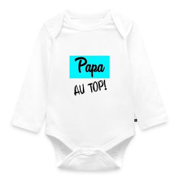 BONNE FÊTE PAPA. PAPA - Body Bébé bio manches longues - blanc - Devant