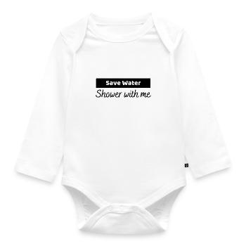 Sparen Sie Duschwasser bei mir - Baby Bio-Langarm-Body - Weiß - Vorne