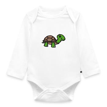 Tortue de dessin animé - Body Bébé bio manches longues - blanc - Devant