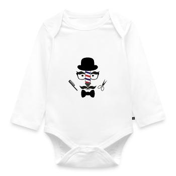 Barbier Haare Bart - Baby Bio-Langarm-Body - Weiß - Vorne