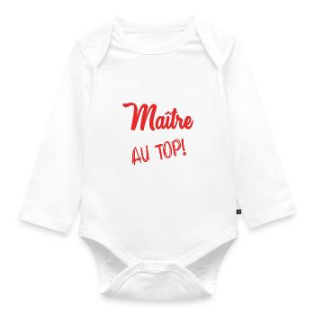 MAÎTRE. MAITRE. MERCI. MERCI MAÎTRE - Body Bébé bio manches longues - blanc - Devant