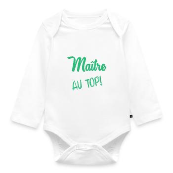 MAÎTRE. MERCI. MERCI MAÎTRE. MAITRE. CADEAU MAÎTRE - Body Bébé bio manches longues - blanc - Devant
