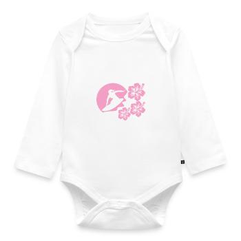 Weibliche Surferin - Baby Bio-Langarm-Body - Weiß - Vorne