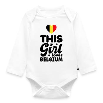 Belgien Flagge Vintage Belgische Fahne Used Look - Baby Bio-Langarm-Body - Weiß - Vorne