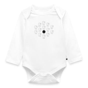 Un mouton noir parmi des moutons blancs - Body Bébé bio manches longues - blanc - Devant