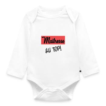MERCI MAÎTRESSE - Body Bébé bio manches longues - blanc - Devant