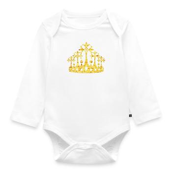 Goldene Krone 04 - Baby Bio-Langarm-Body - Weiß - Vorne