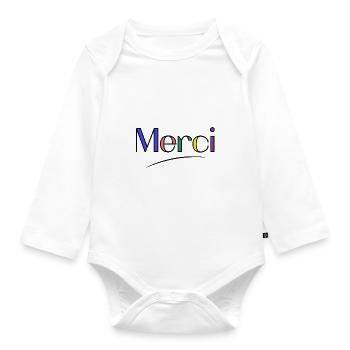 MERCI. MAÎTRESSE. MAÎTRE. MERCI MAÎTRESSE - Body Bébé bio manches longues - blanc - Devant