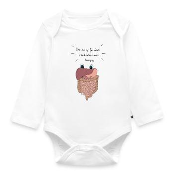 Anatomy organs stomach intestine hungry - Organic Longsleeve Baby Bodysuit - white - Front