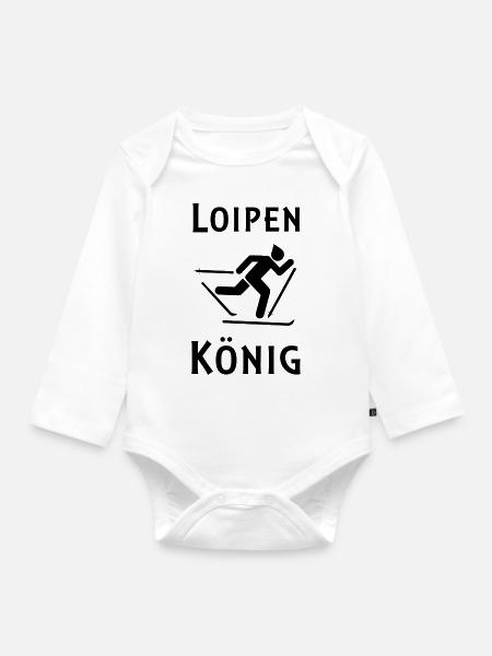 Loipenkönig Skilanglauf und Wintersport - Baby Bio-Langarm-Body - Weiß