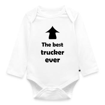 Truck Driver and Trucker - Organic Longsleeve Baby Bodysuit - white - Front