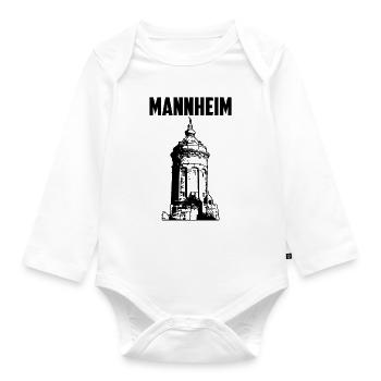 Mannheim Wasserturm Schwarz - Baby Bio-Langarm-Body - Weiß - Vorne