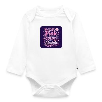 Pink is not just a color but a Lifestyle - Organic Longsleeve Baby Bodysuit - white - Front