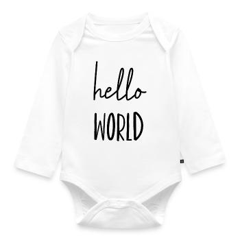 hello world - Baby Bio-Langarm-Body - Weiß - Vorne