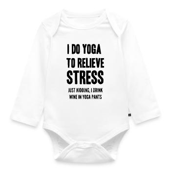 I do yoga - Organic Longsleeve Baby Bodysuit - white - Front
