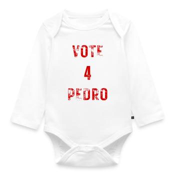 vote Pedro Napoleon funny election text - Organic Longsleeve Baby Bodysuit - white - Front