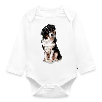 AUSTRALIAN SHEPHERD Aussie canine dog Wilsigns - Organic Longsleeve Baby Bodysuit - white - Front