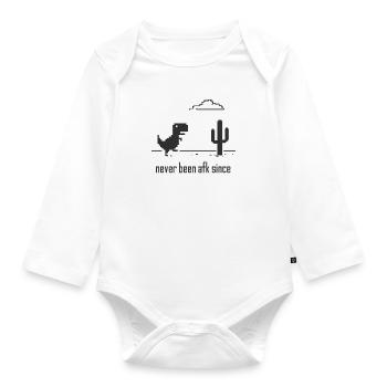 Niemals Afk Nerd Internet Wlan Dino Zocker - Baby Bio-Langarm-Body - Weiß - Vorne