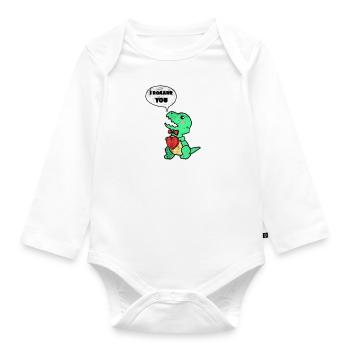 Dinosaure cadeau rugir coeur valentine animal - Body Bébé bio manches longues - blanc - Devant