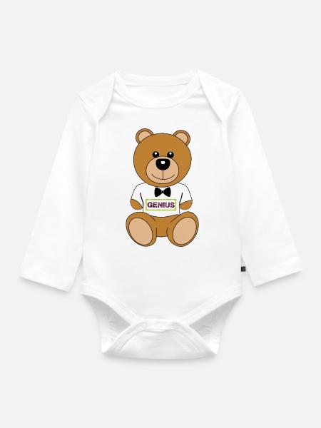 Bärenjungen - Baby Bio-Langarm-Body - Weiß