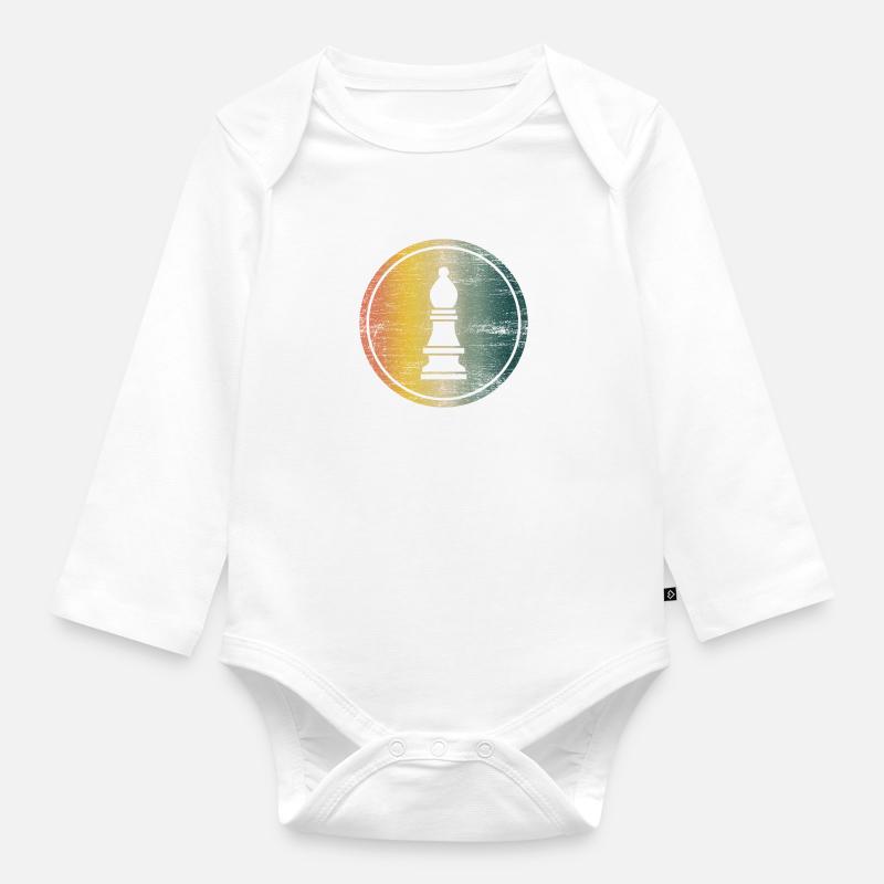 Schach Bauer Läufer Springer Geschenk Idee Nerds - Baby Bio-Langarm-Body - Weiß