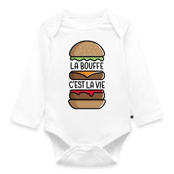 La Bouffe c'est la Vie - Body Bébé bio manches longues - blanc - Devant