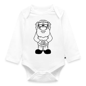 klein opa alt grossvater papa hornbrille bart nerd - Baby Bio-Langarm-Body - Weiß - Vorne