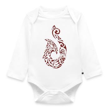 Maori Tattoo Hei Matau willpower fishing hook red - Organic Longsleeve Baby Bodysuit - white - Front