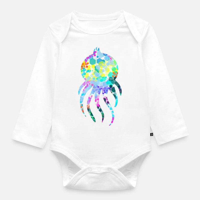 calamar - Body Bébé bio manches longues - blanc