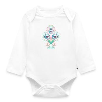 Psychedelics bird pattern gift idea - Organic Longsleeve Baby Bodysuit - white - Front