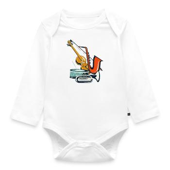 Violin gift music saxophone trumpet drum - Organic Longsleeve Baby Bodysuit - white - Front