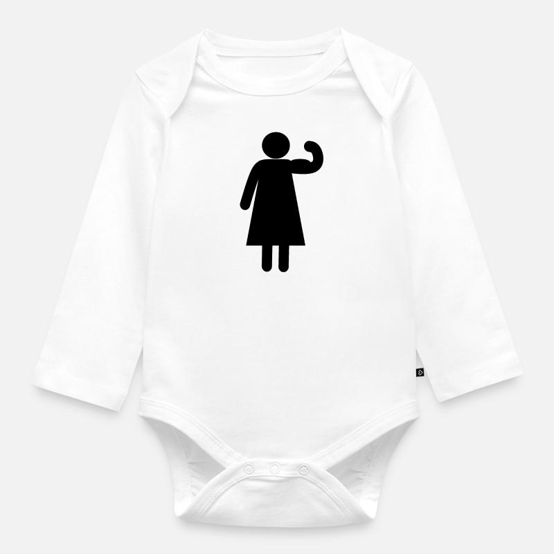 Femme forte - Body Bébé bio manches longues - blanc