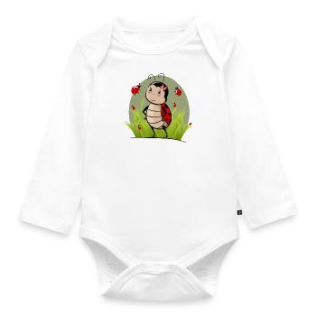 Ladybugs in the grass - Organic Longsleeve Baby Bodysuit - white - Front