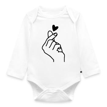 la main du cœur - Body Bébé bio manches longues - blanc - Devant