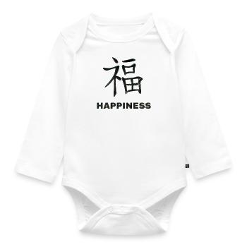 Happiness Caractères chinois - Body Bébé bio manches longues - blanc - Devant