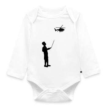 Remote-controlled model helicopter remote control - Organic Longsleeve Baby Bodysuit - white - Front
