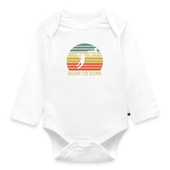Born to dunk - Organic Longsleeve Baby Bodysuit - white - Front
